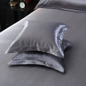 Silver 2 PCS Faux Silk Pillow Covers - Cooling Ice Silk Satin Cushion Covers - 45x45cm