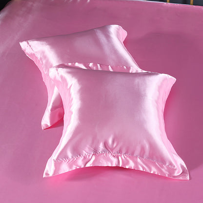 Pink 2 PCS Faux Silk Pillow Covers - Cooling Ice Silk Satin Cushion Covers - 45x45cm