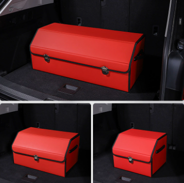 Car Trunk Organizer Medium Sized Tumbled Leather Red  - Large Capacity Insertable Rear Car Organizer