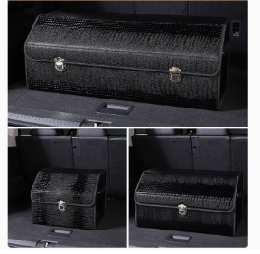 Car Trunk Organizer Medium Sized Tumbled Leather Red  - Large Capacity Insertable Rear Car Organizer