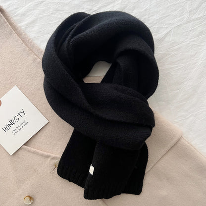 Black Luxurious 100% Wool Scarf for Women and Men - Soft, Warm, and Stylish