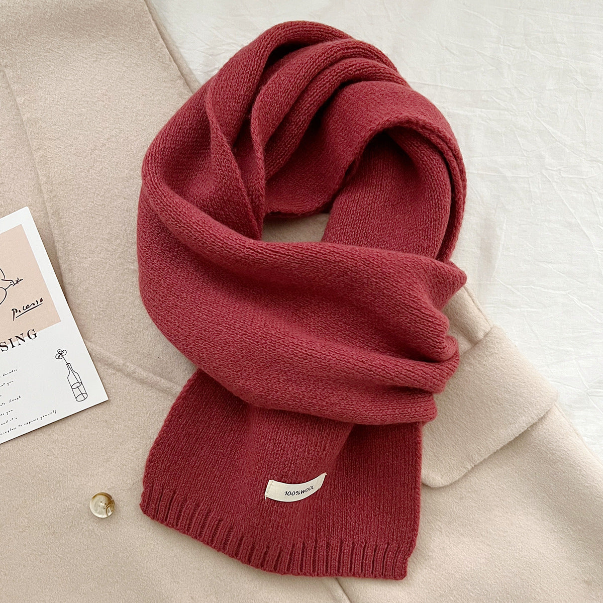 Pink Luxurious 100% Wool Scarf for Women and Men - Soft, Warm, and Stylish