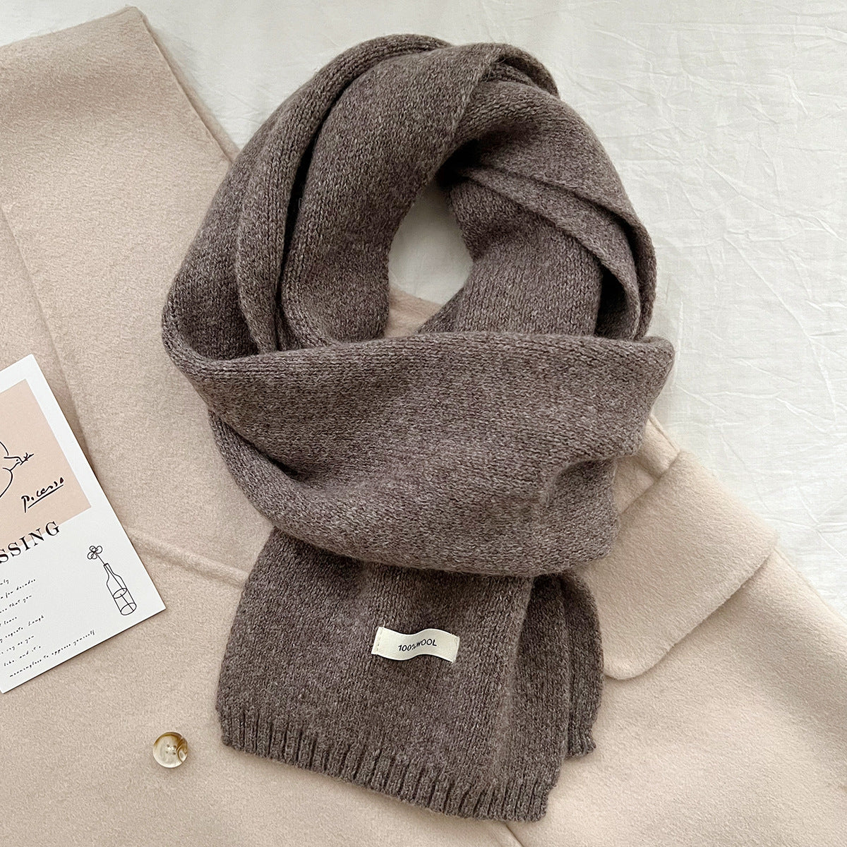 Light Brown Luxurious 100% Wool Scarf for Women and Men - Soft, Warm, and Stylish