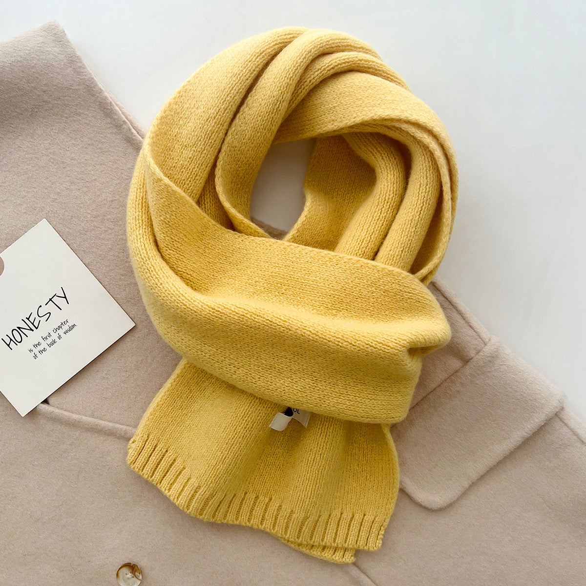Yellow Luxurious 100% Wool Scarf for Women and Men - Soft, Warm, and Stylish