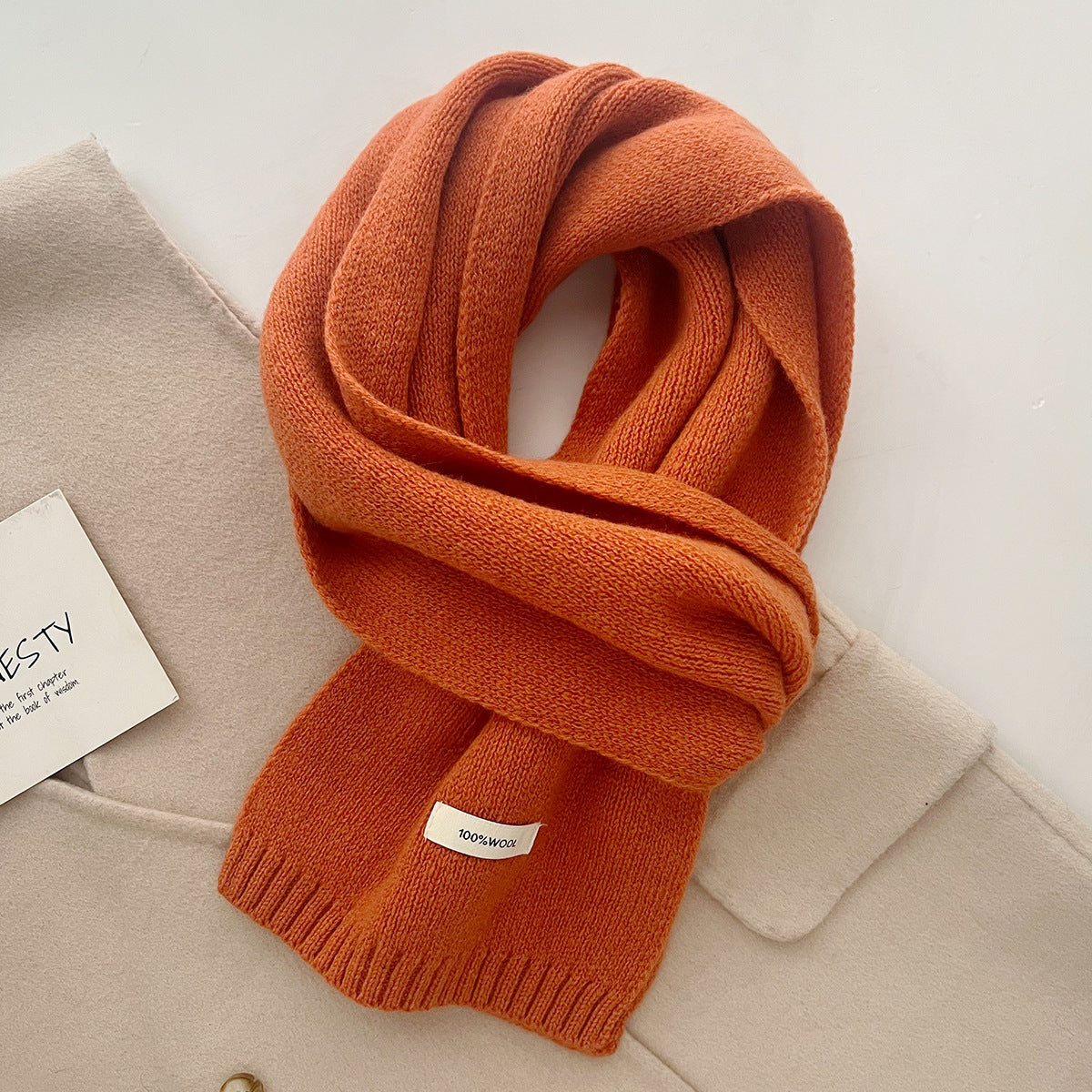 Orange Luxurious 100% Wool Scarf for Women and Men - Soft, Warm, and Stylish
