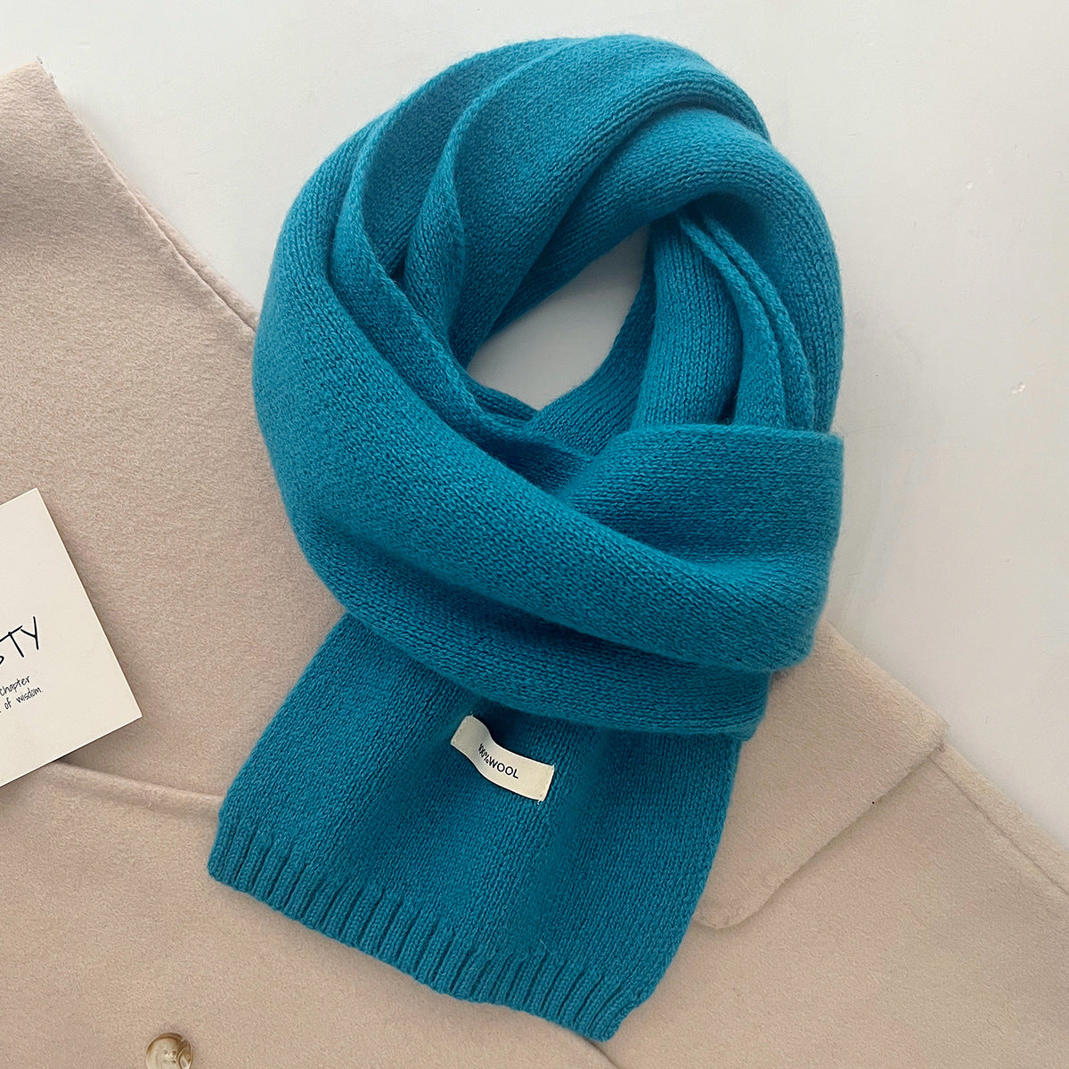 Blue Luxurious 100% Wool Scarf for Women and Men - Soft, Warm, and Stylish