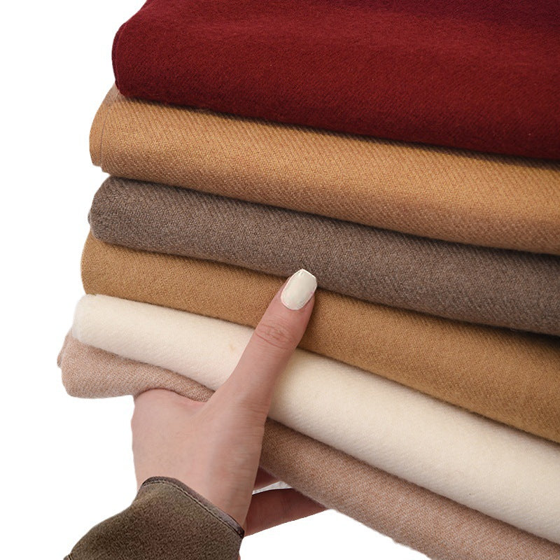 Jujube Red 2 PCS Faux Cashmere Solid Color Scarf Shawl with Tassels - Warm Korean Style Wrap (180cm x 70cm)