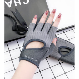 Women's Half-Finger Fitness Gloves-Medium Grey