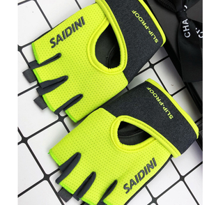 Women's Half-Finger Fitness Gloves-Large Green