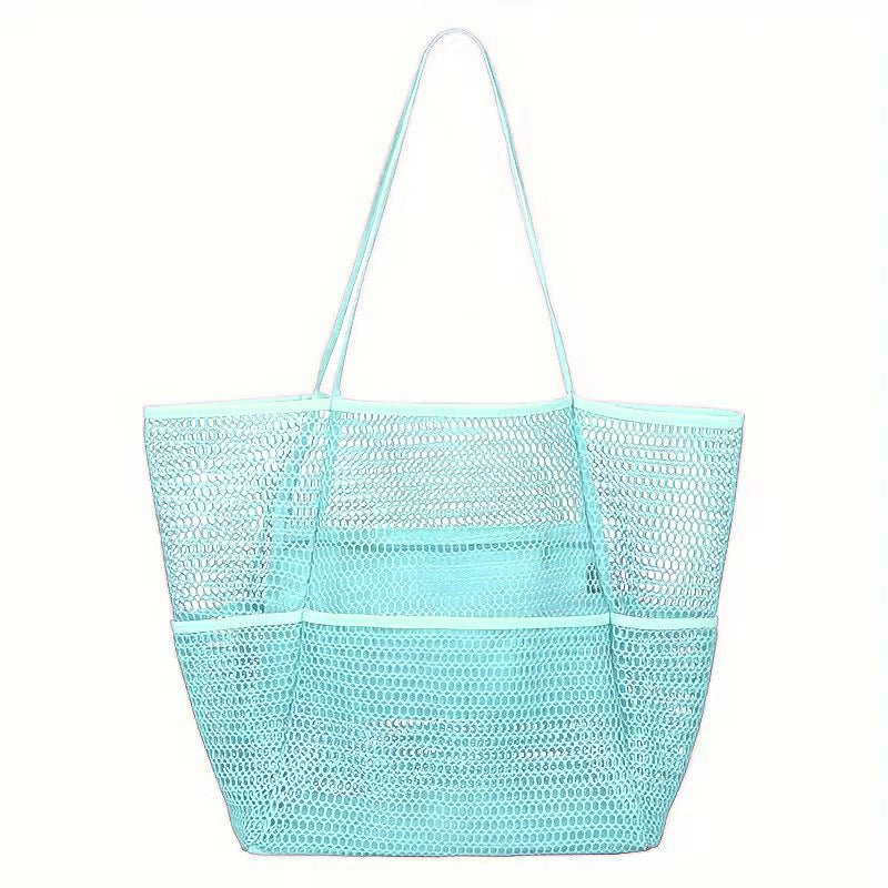 Blue Double Layer Mesh Beach Bag - Large Capacity - Factory Direct Shop