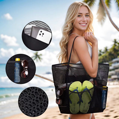 Blue Double Layer Mesh Beach Bag - Large Capacity - Factory Direct Shop