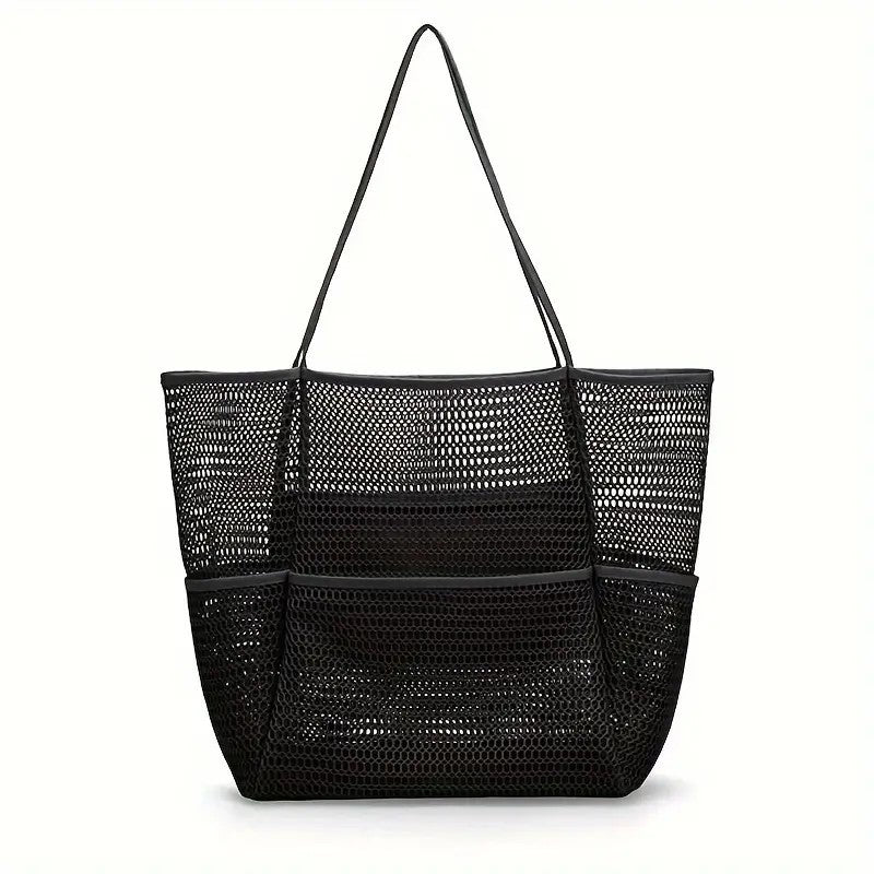 Black Double Layer Mesh Beach Bag - Large Capacity - Factory Direct Shop
