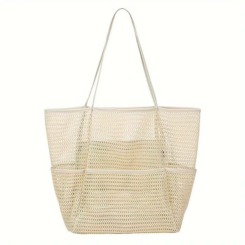 Beige Double Layer Mesh Beach Bag - Large Capacity - Factory Direct Shop