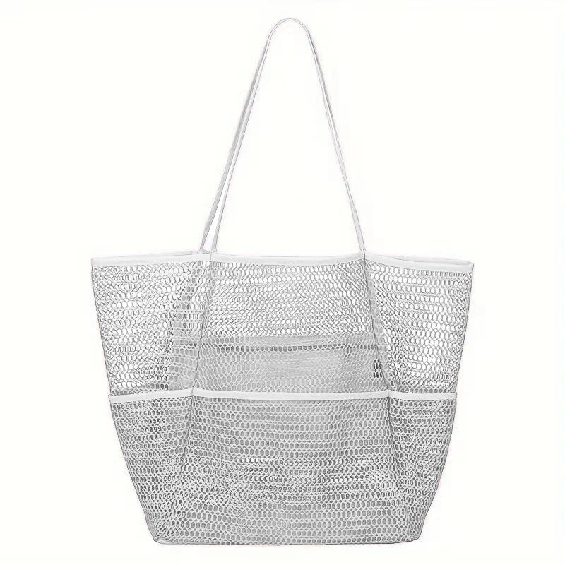 Grey Double Layer Mesh Beach Bag - Large Capacity - Factory Direct Shop