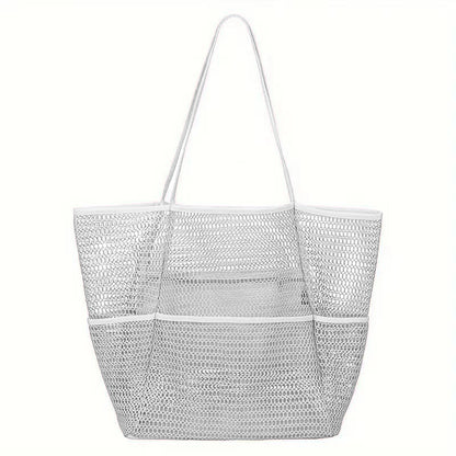 Grey Double Layer Mesh Beach Bag - Large Capacity - Factory Direct Shop