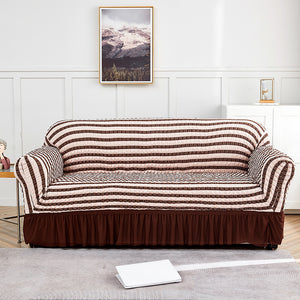 Pink-coffee Single Sofa Bubble Gauze Sofa Cover with Skirt - Full Elastic Dustproof Single Seater 90-140cm
