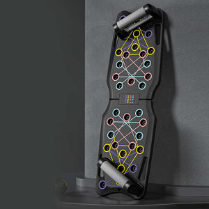 Black Portable Anti-Slip Multi-Function Push-Up Bar with Resistance Bands - Home Fitness Equipment