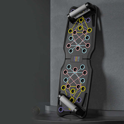 Black Portable Anti-Slip Multi-Function Push-Up Bar with Resistance Bands - Home Fitness Equipment