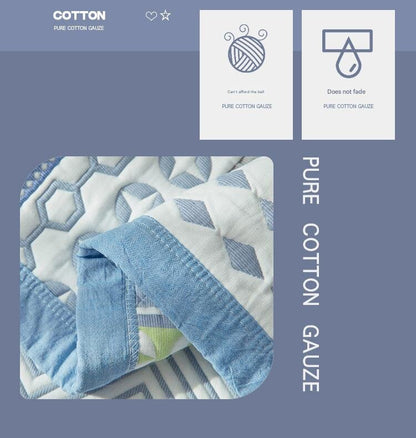 Blue rhombus Soft Cotton Gauze Pillowcase Set - Breathable, Non-slip, Extra Large (Pillow Core Not Included)56x80cm