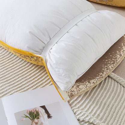 Pair of Yellow pattern Tied Cotton Gauze Pillow Cover - Secure Fit, Premium Comfort (Insert Not Included)