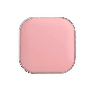 Pink LED Makeup Mirror with Light - Portable Folding USB Rechargeable Compact Mirror with 3 Color Lighting