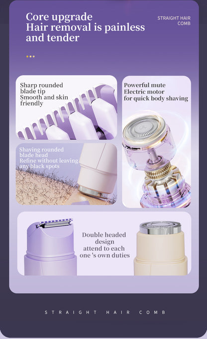 Gradient pink Women's Multifunctional Electric Shaver - Type-C Rechargeable Hair Remover with Display