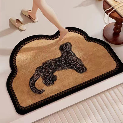 Leopard in the Boudoir Diatomaceous Earth Bathroom Mat - Vintage Design, Fast-Dry Anti-Slip 60*90cm
