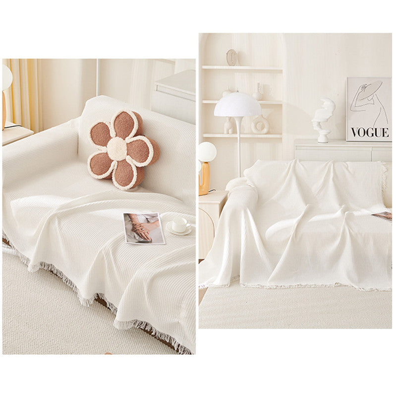 180*340CM White Premium Polyester Sofa Throw Blanket