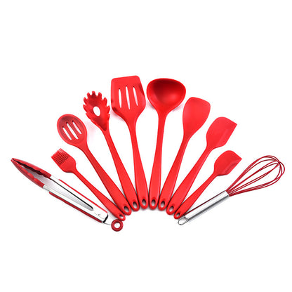 Red 10-Piece Premium Silicone Kitchen Utensil Set - Heat Resistant, Non-Stick Cookware