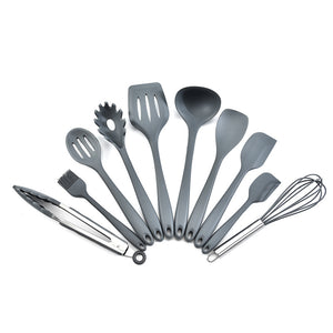 Grey 10-Piece Premium Silicone Kitchen Utensil Set - Heat Resistant, Non-Stick Cookware