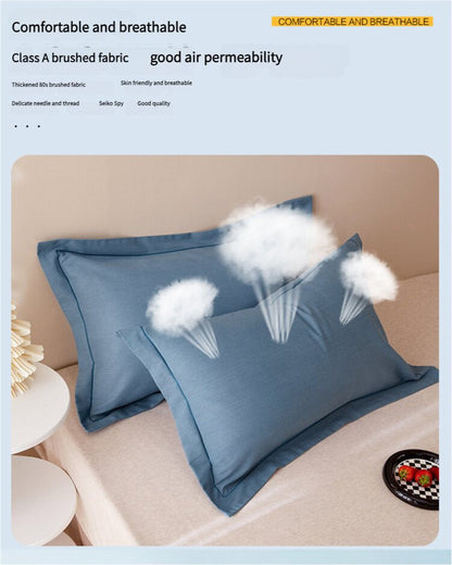 Dark Purple Pure Cotton Flannel Pillowcase Set - Soft, Thickened, Solid Color (Pair, 48x74cm)