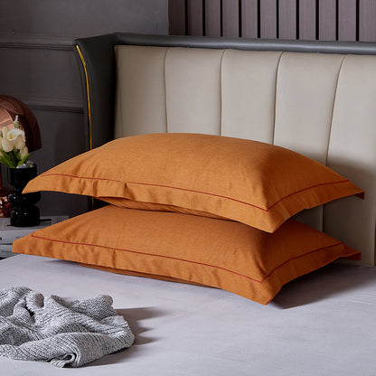Orange Pure Cotton Flannel Pillowcase Set - Soft, Thickened, Solid Color (Pair, 48x74cm)