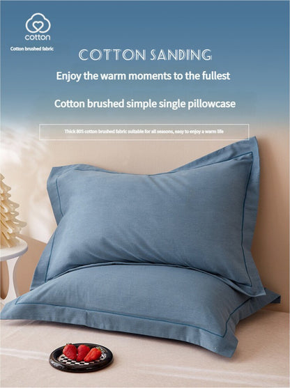 Light Purple Pure Cotton Flannel Pillowcase Set - Soft, Thickened, Solid Color (Pair, 48x74cm)
