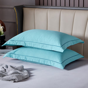 Mint Blue Pure Cotton Flannel Pillowcase Set - Soft, Thickened, Solid Color (Pair, 48x74cm)