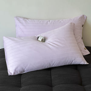 Purple Wide Stripes Long Staple Cotton Sateen Pillowcase Set - Jacquard Striped, Pure Cotton, 48x74cm (Pair)