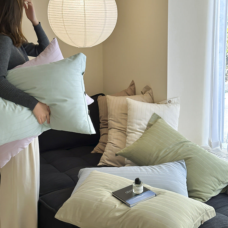 Purple Wide Stripes Long Staple Cotton Sateen Pillowcase Set - Jacquard Striped, Pure Cotton, 48x74cm (Pair)