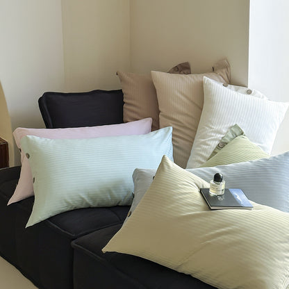 Purple Wide Stripes Long Staple Cotton Sateen Pillowcase Set - Jacquard Striped, Pure Cotton, 48x74cm (Pair)