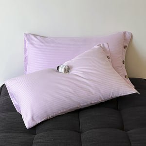 Purple Pinstripe Long Staple Cotton Sateen Pillowcase Set - Jacquard Striped, Pure Cotton, 48x74cm (Pair)