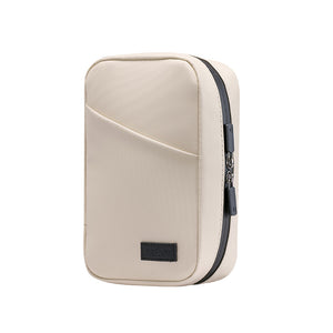Beige Premium PU Leather Multi-Functional Travel Cable Organizer - Waterproof Digital Storage Pouch