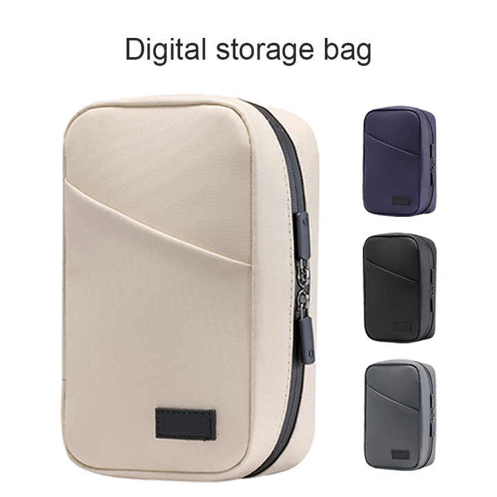 Grey Premium PU Leather Multi-Functional Travel Cable Organizer - Waterproof Digital Storage Pouch