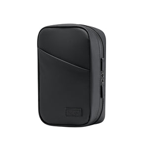 Black Premium PU Leather Multi-Functional Travel Cable Organizer - Waterproof Digital Storage Pouch