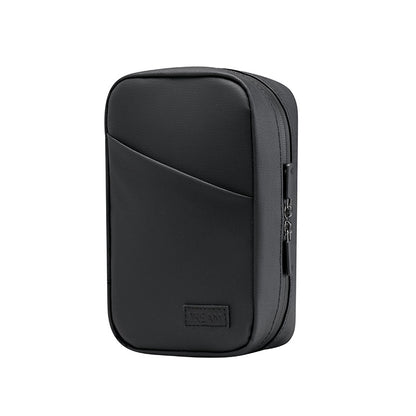 Black Premium PU Leather Multi-Functional Travel Cable Organizer - Waterproof Digital Storage Pouch