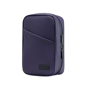 Dark Purple Premium PU Leather Multi-Functional Travel Cable Organizer - Waterproof Digital Storage Pouch