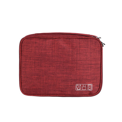Red Durable Three-Layer Earphone & Digital Organizer - Waterproof Cosmetic & Cable Storage Pouch(Photography props not included, only the bag)