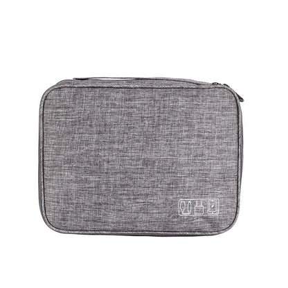 Grey Durable Three-Layer Earphone & Digital Organizer - Waterproof Cosmetic & Cable Storage Pouch(Photography props not included, only the bag)
