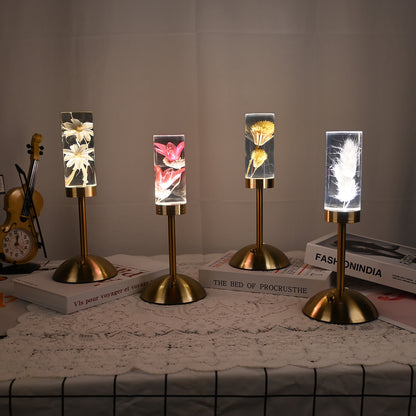 Wheat Ears Eternal Flower Acrylic Table Lamp - Color-Changing LED, USB Rechargeable, Touch Control