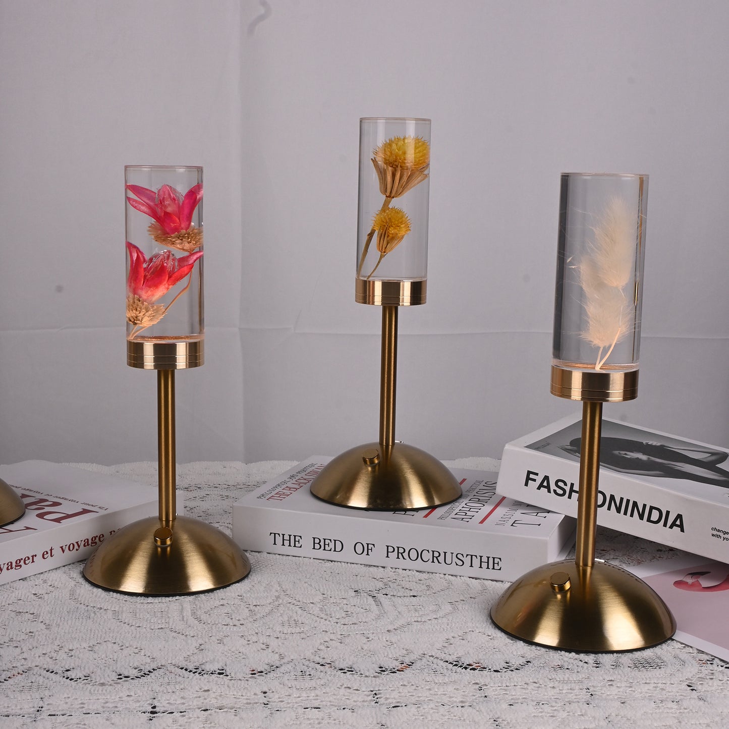 Wheat Ears Eternal Flower Acrylic Table Lamp - Color-Changing LED, USB Rechargeable, Touch Control