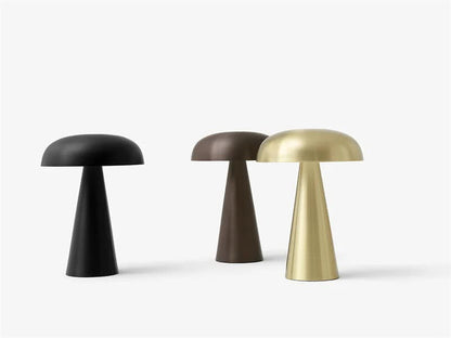 Rose Glod Metal Mushroom Table Lamp - Rechargeable Touch Control Ambient Light with Remote