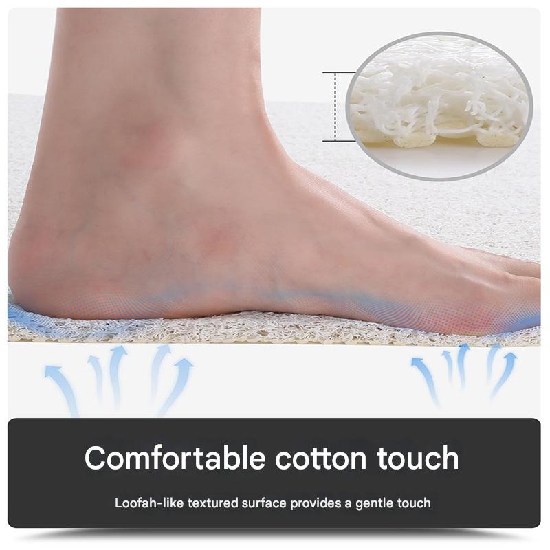 Red Plaid Pattern  PVC Non-Slip Bath Mat 45x75cm - Shower Drain Hole Design, Soft & Quick-Dry Bathroom Rug