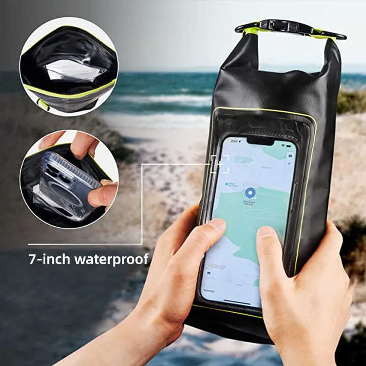 Yellow 2L Waterproof Phone Pouch - Multi-Functional PVC Dry Bag for Swimming and Water Activities